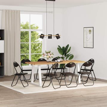 vidaXL Inklapbare stoel 8 st Nep Leer Zwart 48 x 43,5 x 81, Huis en Inrichting, Stoelen, Verzenden, Nieuw, Zwart