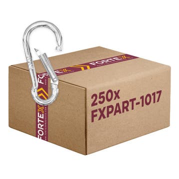250x FORTEX Karabijnhaak 5x50mm WLL 50 kg verzinkt DIN 5299, Verzenden, Nieuw