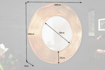 Elegante wandspiegel CIRCLE 100cm goud rond met versierde, Huis en Inrichting, Ophalen of Verzenden, Nieuw
