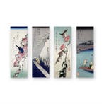 Hiroshige Tanzaku-sh () – Woodblock Print Set of 4, Antiek en Kunst