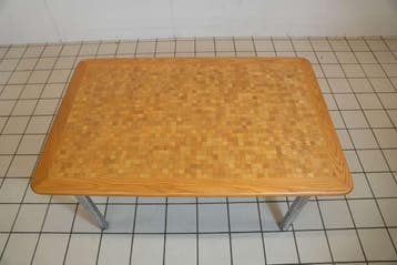 Houten Design eettafel met verchroomde ronde poten, Huis en Inrichting, Tafels | Eettafels, Ophalen of Verzenden, Nieuw