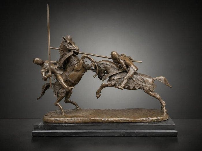 Beeld, Groot bronzen sculptuur “Called Mort de Monseigneur, Antiek en Kunst, Kunst | Designobjecten