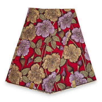 Afrikaanse wax print stof - Rood Paars Vintage Garden Bloom, Hobby en Vrije tijd, Stoffen en Lappen, Ophalen of Verzenden, Nieuw