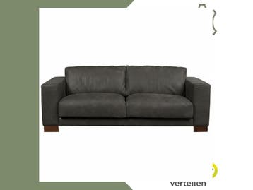 Leren bank Clear - 3 zits - Kenia Antracite (grijs) - Poten, Bohemian, Eigentijds, Modern, Retro, Vintage, Nieuw, Ophalen of Verzenden
