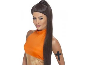 Veiling - Smiffys - Sporty Power Pruik - Bruin, Nieuw