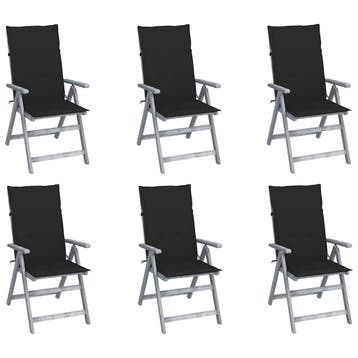 vidaXL Tuinstoelen 6 st verstelbaar met kussens massief, Tuin en Terras, Verzenden, Nieuw, Hout