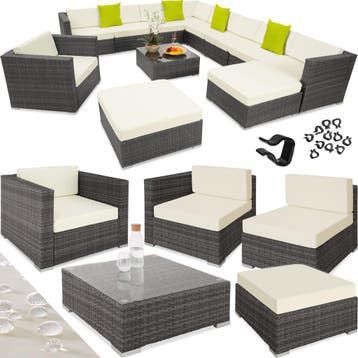 Wicker zitgroep Las Vegas met aluminium frame - grijs, Verzenden, Nieuw