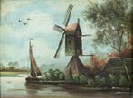 Dutch school (late XIX) - Landscape with a windmill