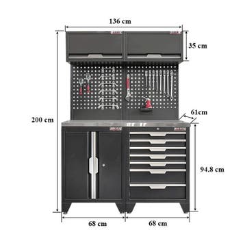 Gereedschapskasten set wandlengte 136 cm.  metaal omkleed, Ophalen of Verzenden, Nieuw