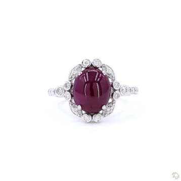 Ring - 14 karaat Witgoud - 4.03ct. tw. Robijn - Diamant, Nieuw