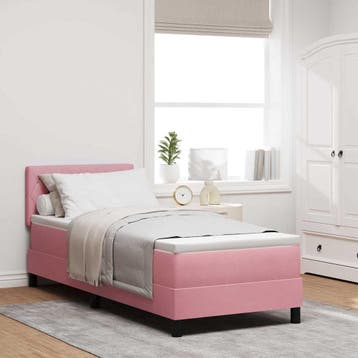 vidaXL Boxspringbed met matras met hoofdeinde Roze 80 x 200, Huis en Inrichting, Slaapkamer | Bedden, Verzenden, Nieuw, Stof