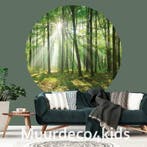 Behangcirkel Bos, Ronde muursticker bos, diverse afmetingen, Verzenden, Minder dan 10 m², Boszicht, bomen, muurcirkel,
