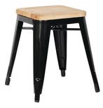 Bistro Kruk | Zwart Staal met Houten Zitting | 45.5(h)x40..., Verzenden, Nieuw in verpakking