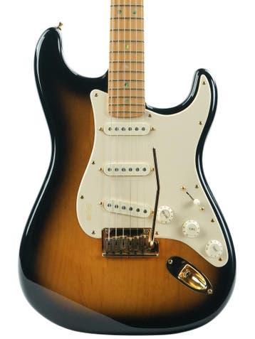 Fender American Deluxe 50th anniversary Stratocaster Sunb..., Muziek en Instrumenten, Snaarinstrumenten | Gitaren | Elektrisch