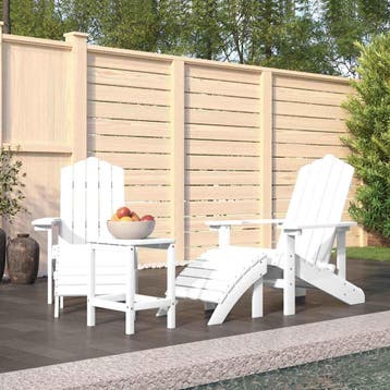 vidaXL Tuinstoelen Adirondack met voetenbank en tafel HDPE, Verzenden, Nieuw