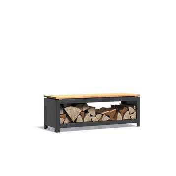 Cortenstaal gecoat houtopslag / tuinbank 120x40x43cm