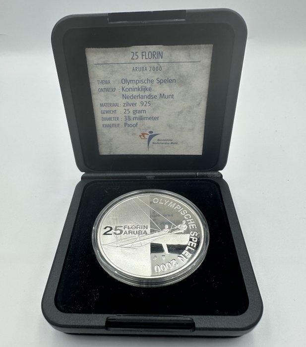 Aruba. 25 Florin 2000 (Proof) in cassette (Zonder, Postzegels en Munten, Munten | Nederland