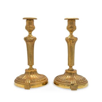 Paar Louis-XVI kandelaren - Kaarsenhouder - gilt