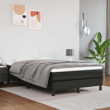 vidaXL Boxspring bed kunstleer zwart 120x200 cm, Overige materialen, Verzenden, Zwart, Nieuw