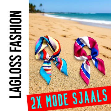 2 Stuks Vierkante Dames Sjaal Set Satijnlook Blauw en Roze –, LaGloss, Verzenden, Nieuw, Sjaal