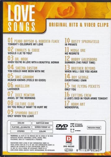 Love Songs - Original Hits & Video Clips DVD, Verzenden, Nieuw in verpakking