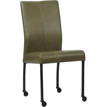 Set van 6 Leren eetkamerstoelen Comfort met wieltjes -, Huis en Inrichting, Stoelen, Ophalen of Verzenden, Nieuw, Leer