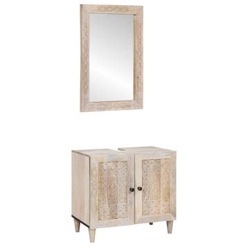 vidaXL Badkamermeubelset 2 st Wit 62 x 33 x 58 cm Bewerkt, Verzenden, Nieuw, Overige typen