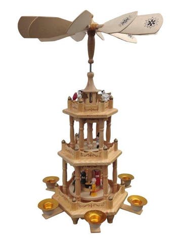 Kerstbeeldje - Draaiende kerstpiramide, 3 verdiepingen - 44
