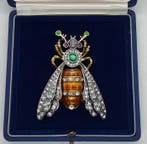 Zilver en goud gelamineerd (18k). - Broche - Vliegen.