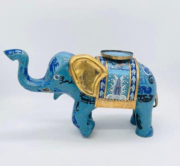 Figuur - Large cloisonne enamel elephant - Emaille - China