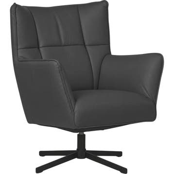 Leren draaifauteuil Lovely - Toledo Antracite (donkergrijs), Nieuw, Ophalen of Verzenden, 75 tot 100 cm, Eigentijds, Modern, Retro, Vintage