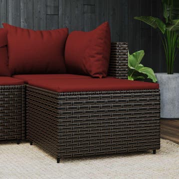 vidaXL Voetensteun met kussen poly rattan bruin, Verzenden, Nieuw