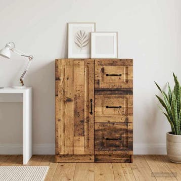 vidaXL Dressoir met lade Oud hout 66 x 34,5 x 87 cm Bewerkt, Huis en Inrichting, Kasten | Dressoirs, Verzenden, Nieuw, Overige houtsoorten