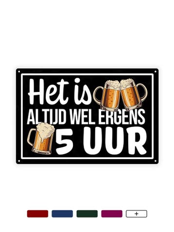 Het is altijd wel ergens 5 uur - Cafe Bord - 30x20cm, Ophalen of Verzenden, Nieuw