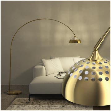 Booglamp Arcus, staal, retro-stijl, 60W - goud, Verzenden, Nieuw