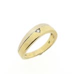 Bicolor gouden ring met zirconia, Sieraden, Tassen en Uiterlijk, Ringen, Gebruikt, Overige kleuren, 19 tot 20, Ophalen of Verzenden