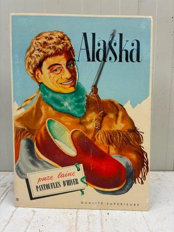 Alaska – Vintage Reclamedisplay Pure Laine Winterpantoffels