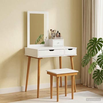 vidaXL Toilettafel Set FAUSKE 4 st Wit 76 x 50 x 143 cm, Verzenden, Nieuw