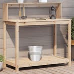 vidaXL Oppottafel met schappen 108x50x109,5 cm massief, Verzenden, Nieuw