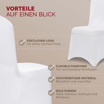 Stoelhoes Set van 2 Wit (Stoelhoezen, Tafels-Stoelen), Tuin en Terras, Verzenden, Nieuw