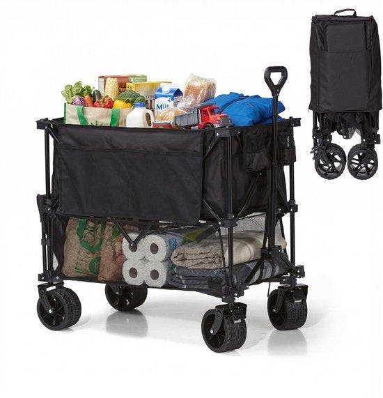 2dekans | Mr. Fold Bolderkar XXL - opvouwbaar - 400L - 300KG, Caravans en Kamperen, Kampeeraccessoires, Zo goed als nieuw, Ophalen of Verzenden