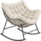 Schommelstoel Tami, gestoffeerd, met stikpatroon - beige, Huis en Inrichting, Stoelen, Verzenden, Nieuw