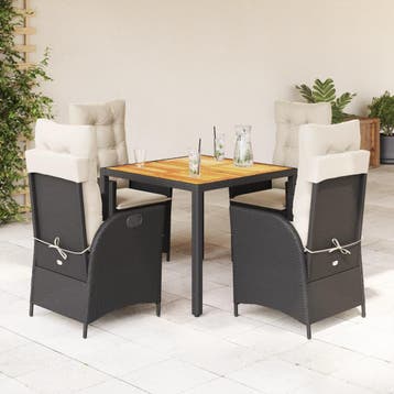 vidaXL 5-delige Tuinset met kussens poly rattan zwart, Verzenden, Nieuw, 4 zitplaatsen, Tuinset