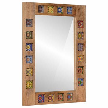 vidaXL Badkamer Spiegel Naturel 50 x 70 x 3 cm Massief Mango, Huis en Inrichting, Badkamer | Badkamermeubels, Verzenden, Nieuw