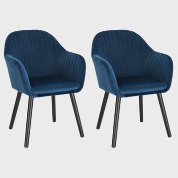 Set van 2 fluwelen eetkamerstoelen met armleuningen en rugle, Verzenden, Nieuw