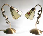 Tafellamp (2) - Metaal, Glas - Tiffany-stijl
