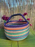 Fairtrade multicolour Ghana shopper, Huis en Inrichting, Woonaccessoires | Schalen en Manden, Mand, Rond, Nieuw, Ophalen of Verzenden