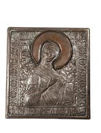 Icoon - Moeder Gods - koper - metaal - Handgemaakt, Antiek en Kunst, Antiek | Boeken en Bijbels
