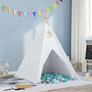 vidaXL Teepee Tent Wit 120 x 120 x 150 cm Stof en Plastic, Verzenden, Nieuw