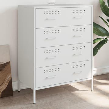 vidaXL Dressoir 68x39x89 cm staal wit, Verzenden, Nieuw, 50 tot 100 cm, Metaal
